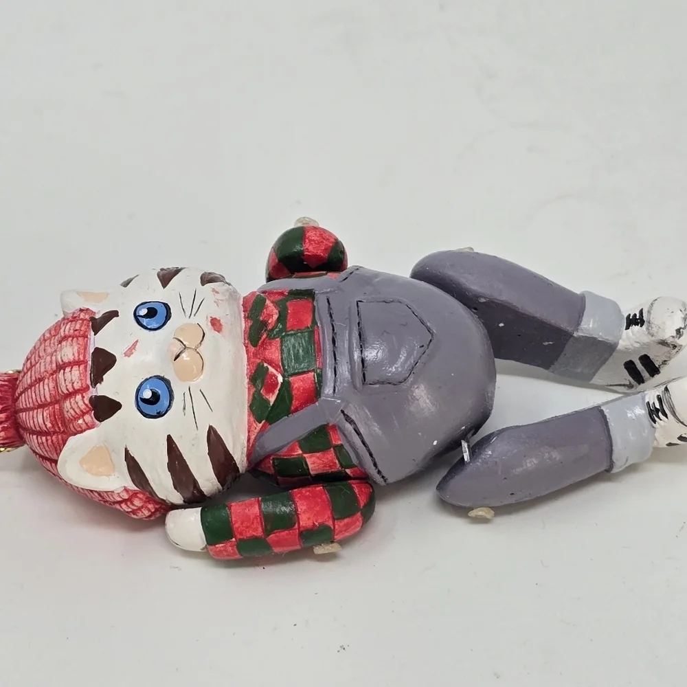 Vintage articulate cat Christmas ornament holiday décor‎